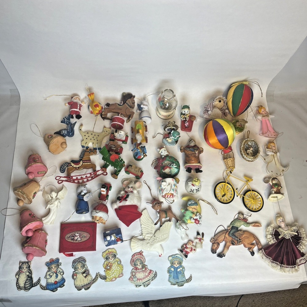 Mixed Matched Vintage Christmas Ornaments Lot Of 50 Taiwan,Japan, Hong Kong